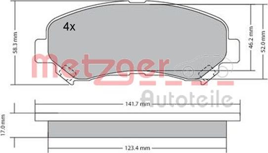 Metzger 1170093 - Тормозные колодки, дисковые, комплект avtokuzovplus.com.ua