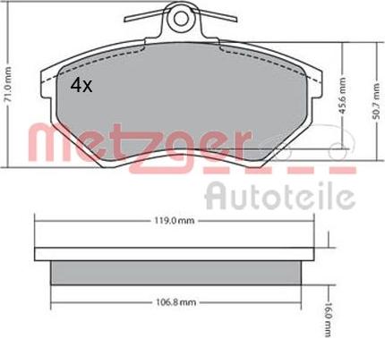 Metzger 1170095 - Тормозные колодки, дисковые, комплект autodnr.net