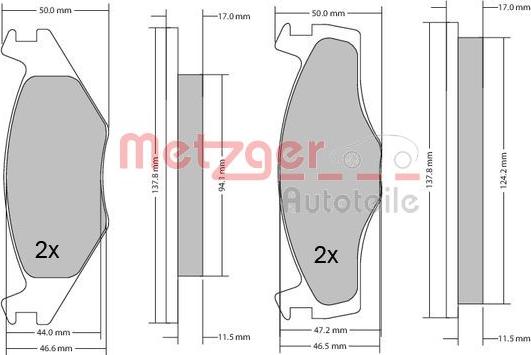 Metzger 1170103 - Тормозные колодки, дисковые, комплект avtokuzovplus.com.ua