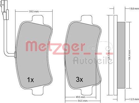 Metzger 1170111 - Тормозные колодки, дисковые, комплект autodnr.net