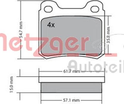 Metzger 1170112 - Тормозные колодки, дисковые, комплект autodnr.net