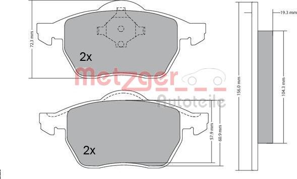 Metzger 1170114 - Тормозные колодки, дисковые, комплект avtokuzovplus.com.ua