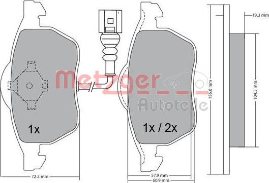 Metzger 1170122 - Тормозные колодки, дисковые, комплект autodnr.net