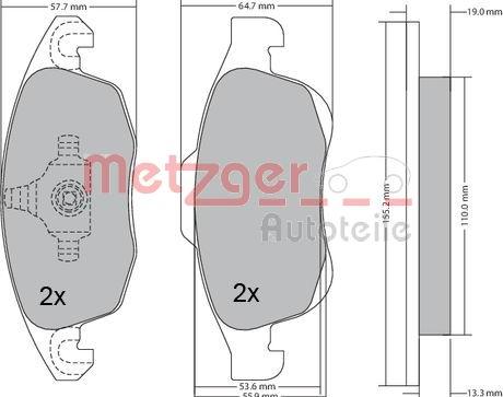 Metzger 1170129 - Тормозные колодки, дисковые, комплект autodnr.net