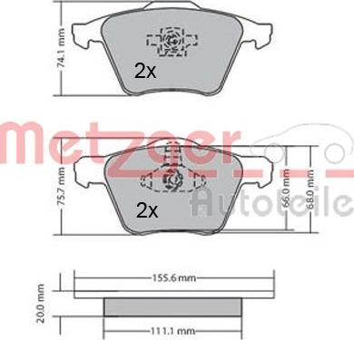 Metzger 1170130 - Тормозные колодки, дисковые, комплект avtokuzovplus.com.ua