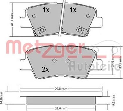 Metzger 1170134 - Тормозные колодки, дисковые, комплект autodnr.net