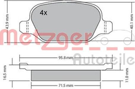 Metzger 1170141 - Тормозные колодки, дисковые, комплект avtokuzovplus.com.ua