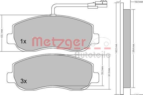 Metzger 1170148 - Гальмівні колодки, дискові гальма autocars.com.ua