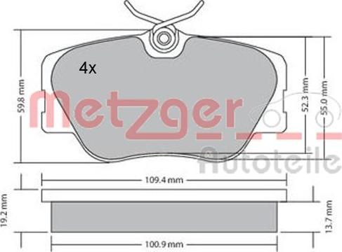 Metzger 1170151 - Тормозные колодки, дисковые, комплект avtokuzovplus.com.ua