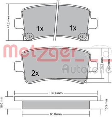 Metzger 1170152 - Гальмівні колодки, дискові гальма autocars.com.ua