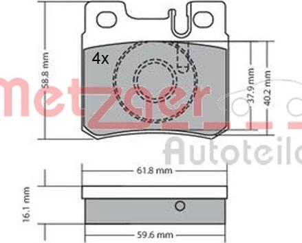 Metzger 1170158 - Гальмівні колодки, дискові гальма autocars.com.ua