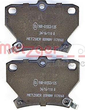 Metzger 1170160 - Тормозные колодки, дисковые, комплект autodnr.net