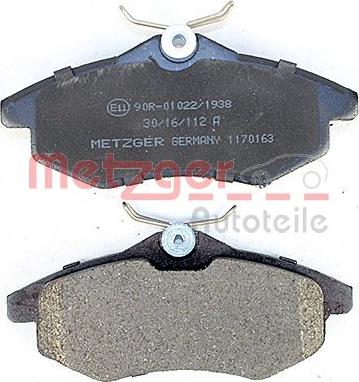 Metzger 1170163 - Тормозные колодки, дисковые, комплект avtokuzovplus.com.ua