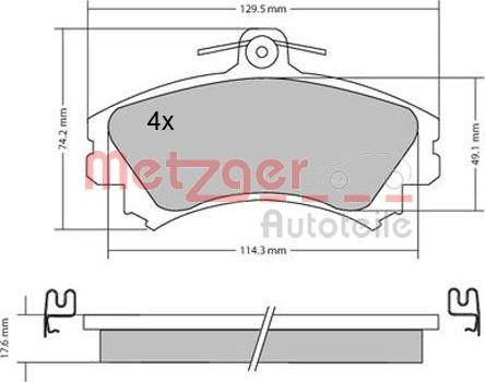 Metzger 1170166 - Тормозные колодки, дисковые, комплект avtokuzovplus.com.ua