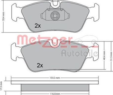 Metzger 1170177 - Тормозные колодки, дисковые, комплект avtokuzovplus.com.ua