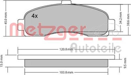 Metzger 1170178 - Тормозные колодки, дисковые, комплект avtokuzovplus.com.ua