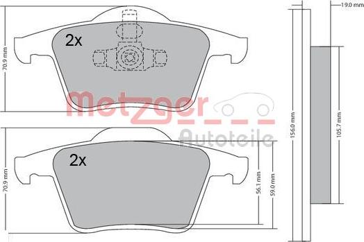 Metzger 1170180 - Гальмівні колодки, дискові гальма autocars.com.ua