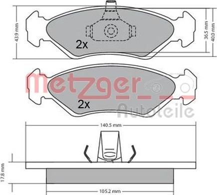 Metzger 1170182 - Тормозные колодки, дисковые, комплект avtokuzovplus.com.ua