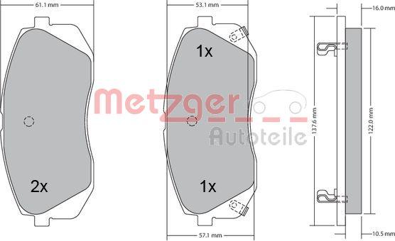 Metzger 1170186 - Гальмівні колодки, дискові гальма autocars.com.ua