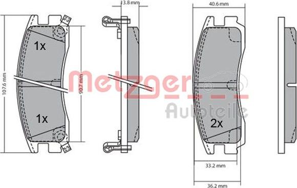 Metzger 1170187 - Гальмівні колодки, дискові гальма autocars.com.ua