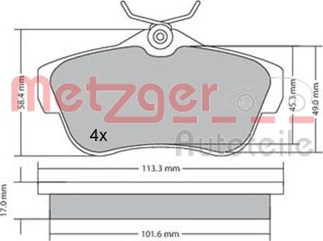 Metzger 1170192 - Гальмівні колодки, дискові гальма autocars.com.ua