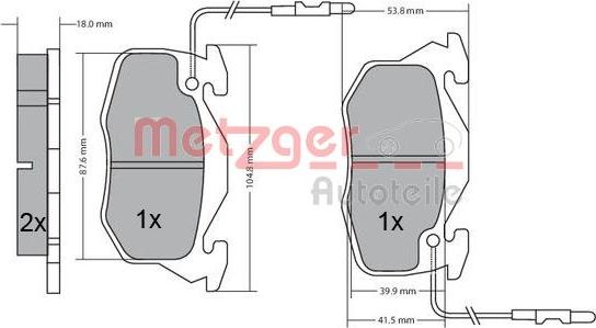 Metzger 1170195 - Тормозные колодки, дисковые, комплект autodnr.net