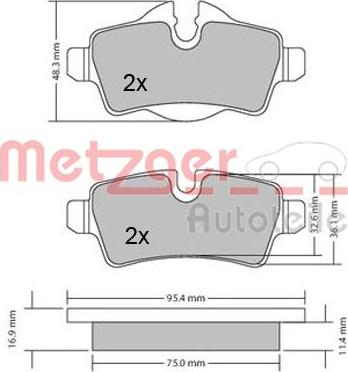 Metzger 1170201 - Гальмівні колодки, дискові гальма autocars.com.ua