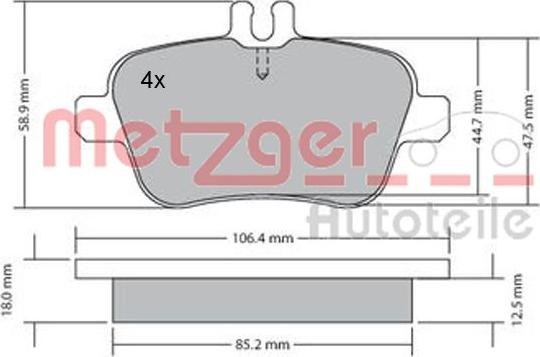 Metzger 1170204 - Гальмівні колодки, дискові гальма autocars.com.ua