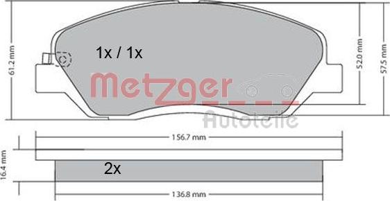 Metzger 1170205 - Тормозные колодки, дисковые, комплект autodnr.net