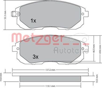 Metzger 1170208 - Гальмівні колодки, дискові гальма autocars.com.ua