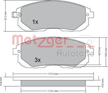 Metzger 1170208 - Тормозные колодки, дисковые, комплект avtokuzovplus.com.ua