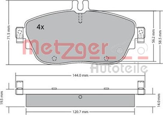 Metzger 1170215 - Тормозные колодки, дисковые, комплект avtokuzovplus.com.ua