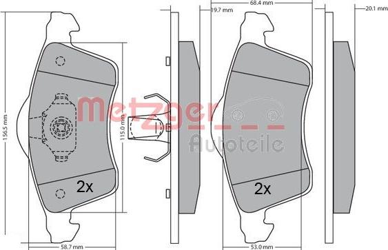 Metzger 1170218 - Тормозные колодки, дисковые, комплект avtokuzovplus.com.ua