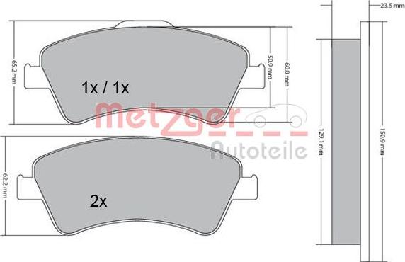 Metzger 1170220 - Гальмівні колодки, дискові гальма autocars.com.ua