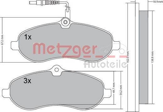 Metzger 1170228 - Тормозные колодки, дисковые, комплект avtokuzovplus.com.ua