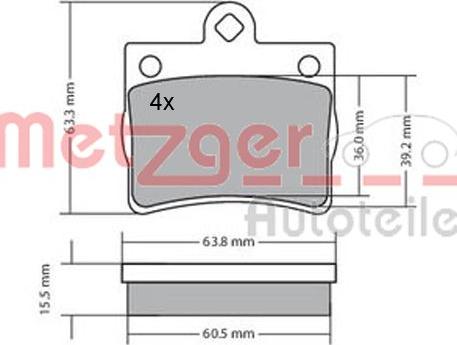 Metzger 1170239 - Тормозные колодки, дисковые, комплект avtokuzovplus.com.ua