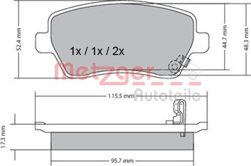 Metzger 1170243 - Тормозные колодки, дисковые, комплект autodnr.net
