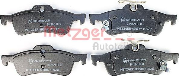 Metzger 1170247 - Тормозные колодки, дисковые, комплект avtokuzovplus.com.ua