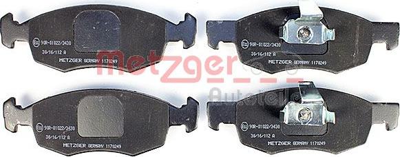 Metzger 1170249 - Тормозные колодки, дисковые, комплект avtokuzovplus.com.ua