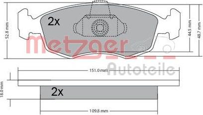 Metzger 1170249 - Гальмівні колодки, дискові гальма autocars.com.ua