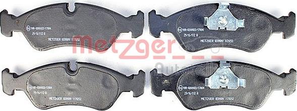 Metzger 1170252 - Тормозные колодки, дисковые, комплект autodnr.net