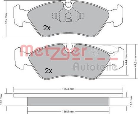 Metzger 1170252 - Тормозные колодки, дисковые, комплект autodnr.net