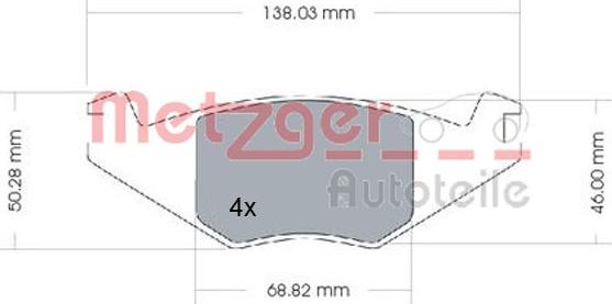 Metzger 1170257 - Тормозные колодки, дисковые, комплект avtokuzovplus.com.ua