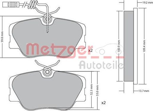 Metzger 1170258 - Тормозные колодки, дисковые, комплект avtokuzovplus.com.ua