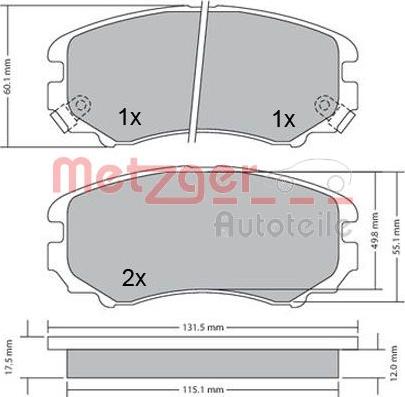 Metzger 1170262 - Тормозные колодки, дисковые, комплект avtokuzovplus.com.ua