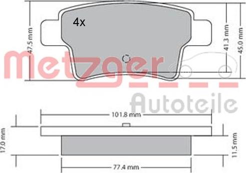 Metzger 1170264 - Гальмівні колодки, дискові гальма autocars.com.ua