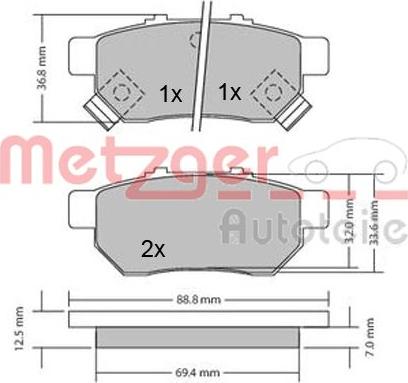 Metzger 1170272 - Гальмівні колодки, дискові гальма autocars.com.ua