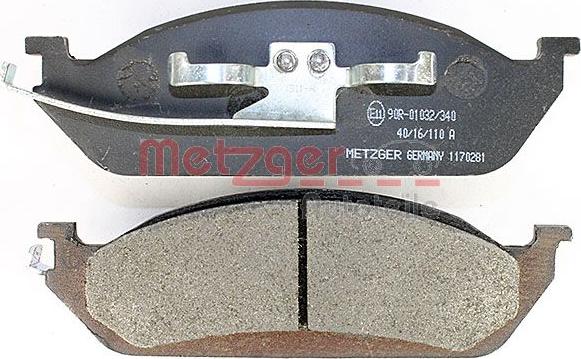 Metzger 1170281 - Гальмівні колодки, дискові гальма autocars.com.ua