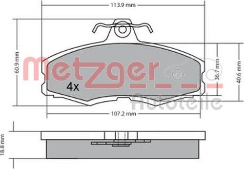Metzger 1170286 - Тормозные колодки, дисковые, комплект autodnr.net