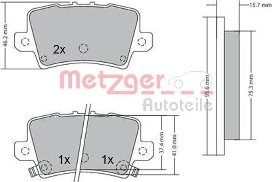 Metzger 1170288 - Тормозные колодки, дисковые, комплект avtokuzovplus.com.ua
